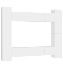 Ensemble de meubles TV 8 pcs Blanc Aggloméré