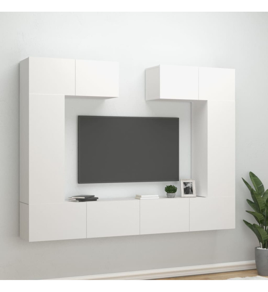 Ensemble de meubles TV 6 pcs Blanc Bois d'ingénierie