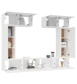 Ensemble de meubles TV 6 pcs Blanc Bois d'ingénierie