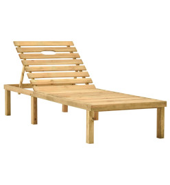 Chaise longue de jardin avec table et coussin Pin imprégné