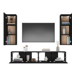 Ensemble de meubles TV 4 pcs Noir Bois d'ingénierie