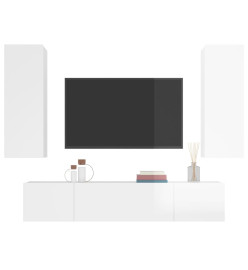 Ensemble de meubles TV 4 pcs Blanc brillant Bois d'ingénierie