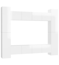 Ensemble de meubles TV 8 pcs Blanc brillant Aggloméré