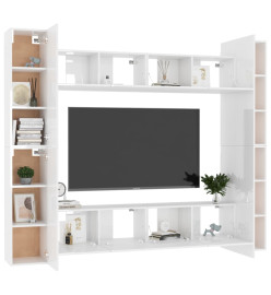 Ensemble de meubles TV 8 pcs Blanc brillant Aggloméré