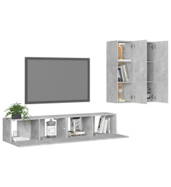 Ensemble de meubles TV 4 pcs Gris béton Aggloméré