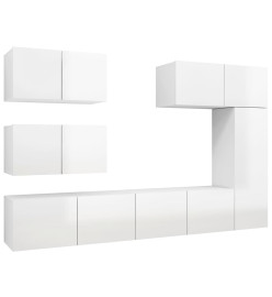 Ensemble de meuble TV 6 pcs Blanc brillant Aggloméré