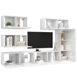 Ensemble de meuble TV 6 pcs Blanc brillant Aggloméré