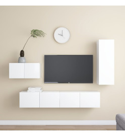 Ensemble de meuble TV 4 pcs Blanc Aggloméré