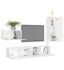 Ensemble de meuble TV 4 pcs Blanc Aggloméré