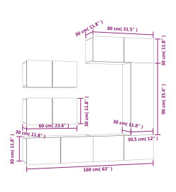 Ensemble de meubles TV 6 pcs Blanc Bois d'ingénierie