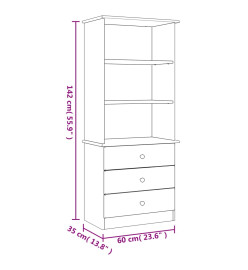 Bibliothèque et tiroirs ALTA blanc 60x35x142 cm bois massif pin