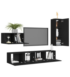 Ensemble de meuble TV 4 pcs Noir Aggloméré