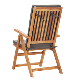 Salon de jardin 7 pcs avec coussins Bois de teck massif Gris