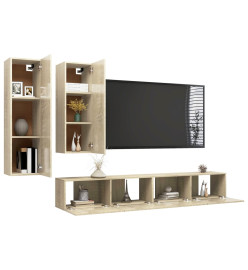 Ensemble de meuble TV 4 pcs Chêne sonoma Aggloméré