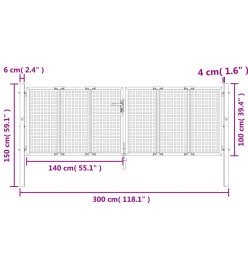 Portail de jardin anthracite 300 x 150 cm acier