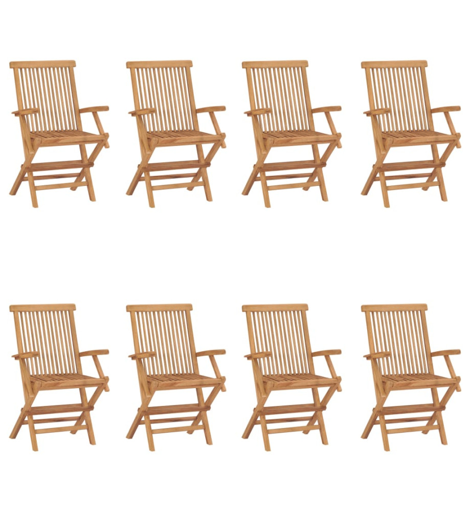 Chaises pliables de jardin 8 pcs Bois de teck solide