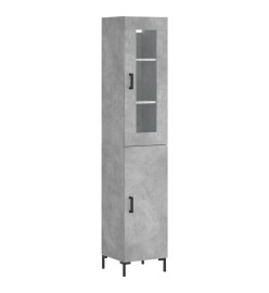 Buffet haut Gris béton 34,5x34x180 cm Bois d'ingénierie