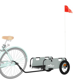 Remorque de vélo cargo gris tissu oxford et fer