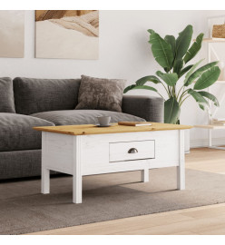 Table basse BODO blanc et marron 100x55x45cm bois de pin massif