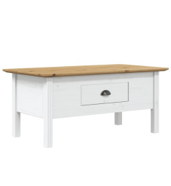 Table basse BODO blanc et marron 100x55x45cm bois de pin massif