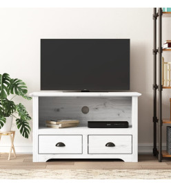 Meuble TV avec 2 tiroirs BODO blanc 91x43x56 cm bois massif pin