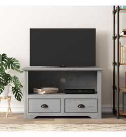 Meuble TV avec 2 tiroirs BODO gris 91x43x56cm bois massif pin