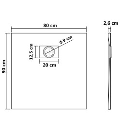 Receveur de douche SMC Gris 90x80 cm