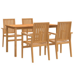 Ensemble à dîner de jardin 5 pcs Bois de teck massif