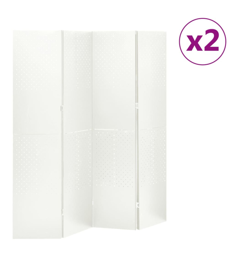 Cloisons de séparation 4 panneaux 2 pcs Blanc 160x180 cm Acier