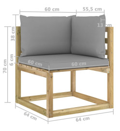 Salon de jardin 7 pcs avec coussins bois de pin imprégné