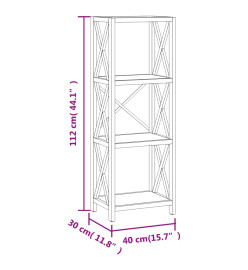 Étagère à 4 niveaux 40x30x112 cm bois de chêne massif