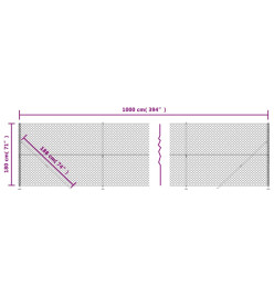 Clôture en mailles de chaîne avec bride argenté 1,8x10 m