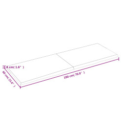 Comptoir de salle de bain 180x60x4 cm bois massif non traité