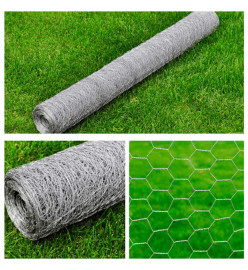 Clôture en treillis Acier galvanisé Hexagonal 1x25 m Argenté