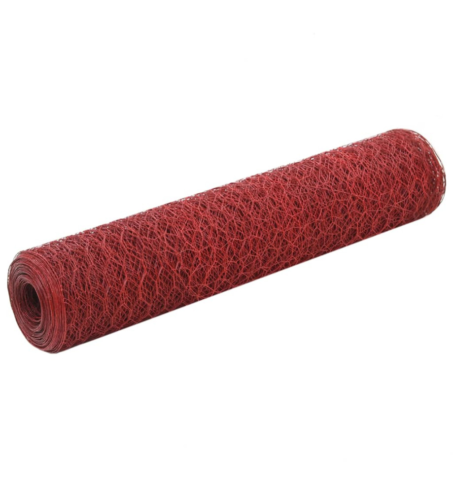 Grillage Acier avec revêtement en PVC 25x0,75 m Rouge