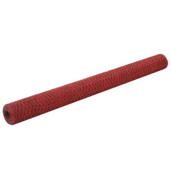 Grillage Acier avec revêtement en PVC 25x1,5 m Rouge