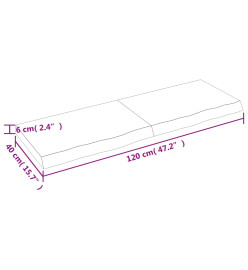 Étagère murale gris foncé 120x40x6 cm bois chêne massif traité