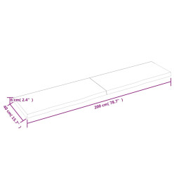 Dessus de table marron clair 200x40x6 cm bois chêne traité