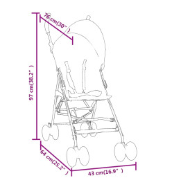 Poussette bébé Anthracite et noir Acier