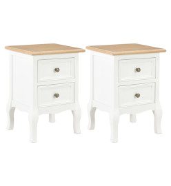 2 pcs Table de chevet Blanc 35x30x49 cm MDF