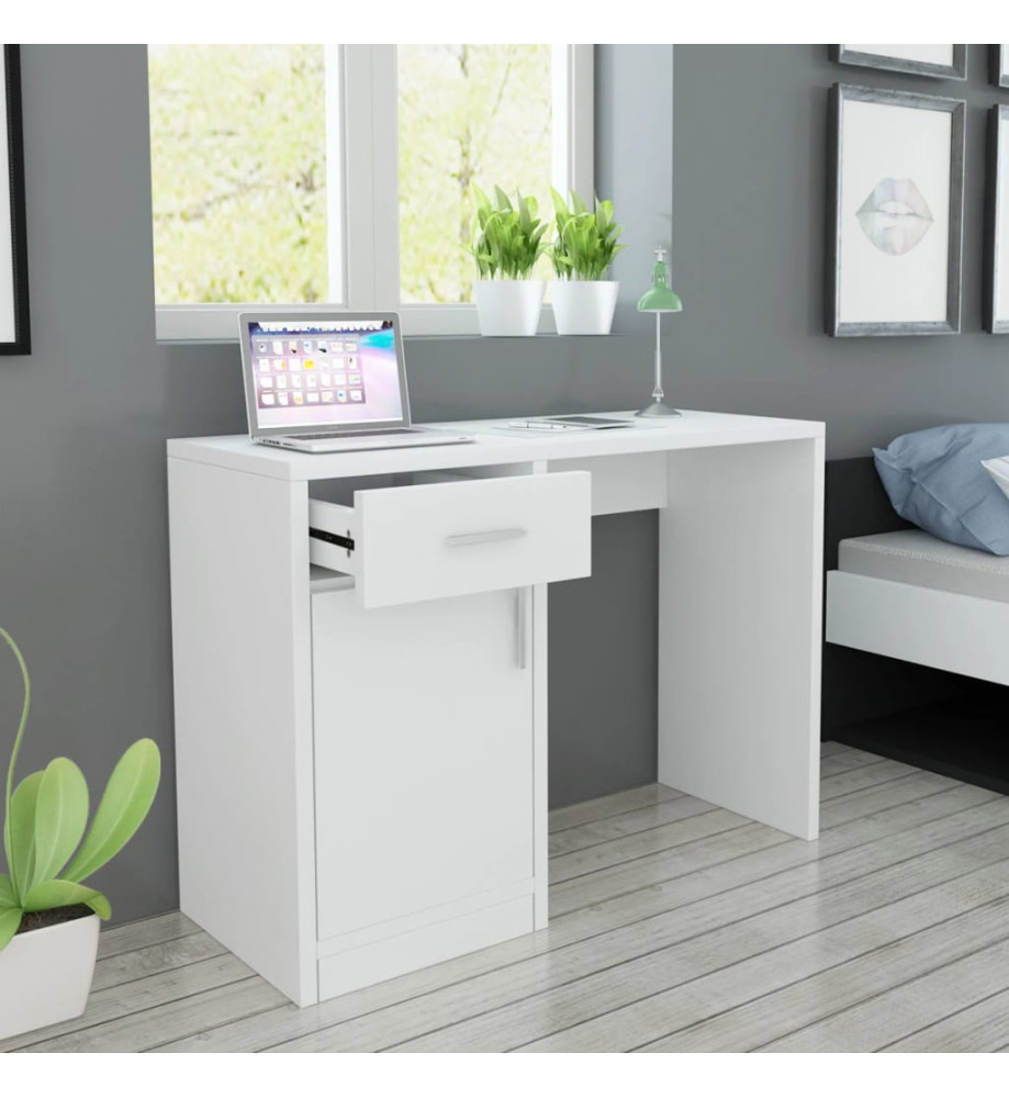 Bureau avec tiroir et placard 100x40x73 cm Blanc