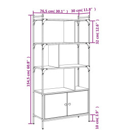 Bibliothèque avec portes chêne sonoma 76,5x30x154,5 cm