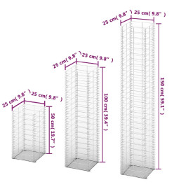 3 gabions en fil galvanisé