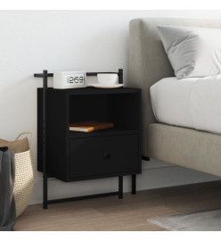 Table de chevet murale noir 40x30x61 cm bois d'ingénierie