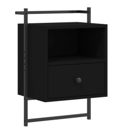 Table de chevet murale noir 40x30x61 cm bois d'ingénierie