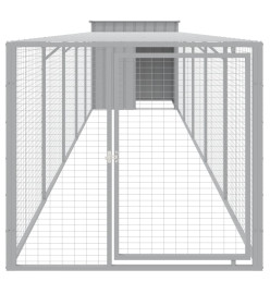 Poulailler avec cour gris clair 110x609x110 cm acier galvanisé