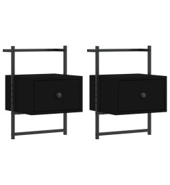 Table de chevet murale 2 pcs noir 35x30x51 cm bois d'ingénierie