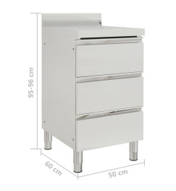 Armoires de cuisine commerciale avec 3 tiroirs 2 pcs Inox