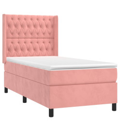 Sommier tapissier avec matelas et LED Rose 90x190 cm Velours