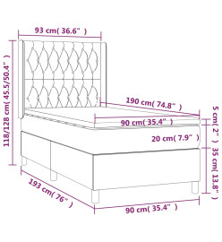 Sommier tapissier avec matelas et LED Rose 90x190 cm Velours